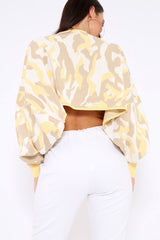 Mustard Cropped Batwing Camo Jumper - Lizy-Jumper