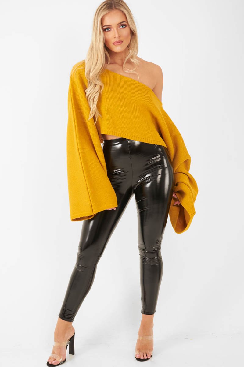 Mustard Cropped Batwing Jumper - Carmin-Jumper