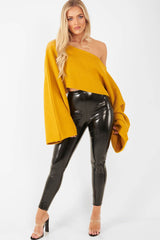Mustard Cropped Batwing Jumper - Carmin-Jumper