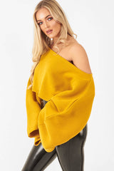 Mustard Cropped Batwing Jumper - Carmin-Jumper