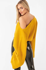 Mustard Cropped Batwing Jumper - Carmin-Jumper