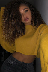 Mustard Cropped Batwing Jumper - Carmin-Jumper