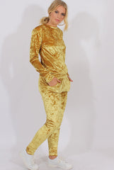 Mustard Crushed Velvet Tracksuit - Romy-Loungewear
