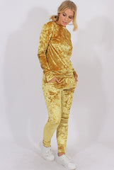 Mustard Crushed Velvet Tracksuit - Romy-Loungewear