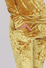 Mustard Crushed Velvet Tracksuit - Romy-Loungewear