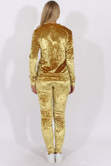 Mustard Crushed Velvet Tracksuit - Romy-Loungewear