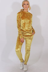 Mustard Crushed Velvet Tracksuit - Romy-Loungewear