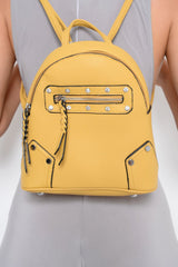 Mustard Diamante Studded Mini Backpack - Phylis-Bags