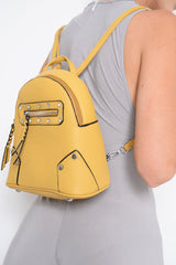 Mustard Diamante Studded Mini Backpack - Phylis-Bags
