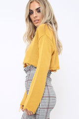 Mustard Distressed Cropped Jumper - Porta-Jumper