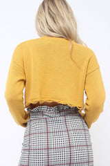 Mustard Distressed Cropped Jumper - Porta-Jumper