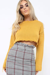 Mustard Distressed Cropped Jumper - Porta-Jumper