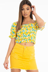Mustard Distressed Denim Skirt - Blakelyn-Skirts