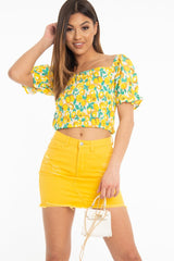 Mustard Distressed Denim Skirt - Blakelyn-Skirts
