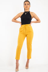 Mustard Drawstring Seam Front Tailored Joggers - Lissie-Trousers