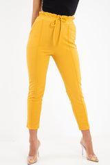 Mustard Drawstring Seam Front Tailored Joggers - Lissie-Trousers