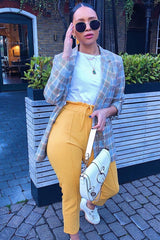 Mustard Drawstring Seam Front Tailored Joggers - Lissie-Trousers