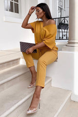 Mustard Drawstring Seam Front Tailored Joggers - Lissie-Trousers