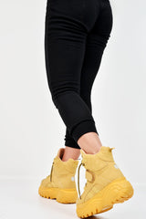 Mustard Extreme Sole Chunky Lace Up Boots - Jaxson-Boots