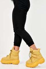 Mustard Extreme Sole Chunky Lace Up Boots - Jaxson-Boots