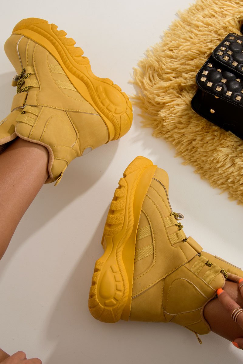 Mustard Extreme Sole Chunky Lace Up Boots - Jaxson-Boots