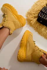 Mustard Extreme Sole Chunky Lace Up Boots - Jaxson-Boots