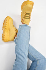 Mustard Extreme Sole Chunky Lace Up Trainers - Dalton-Trainers