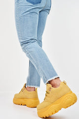 Mustard Extreme Sole Chunky Lace Up Trainers - Dalton-Trainers