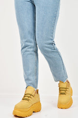 Mustard Extreme Sole Chunky Lace Up Trainers - Dalton-Trainers