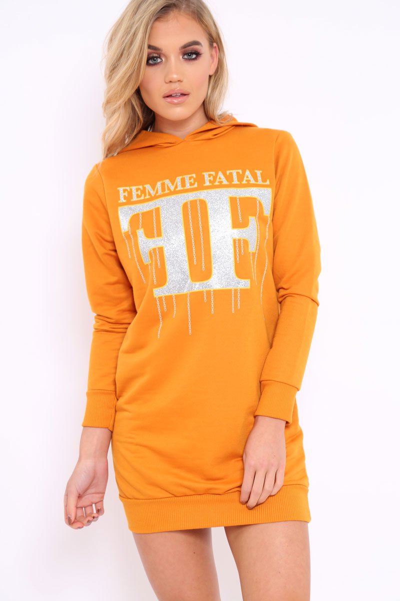 Mustard Femme Fatal Hooded Dress - Ivanna-Dresses