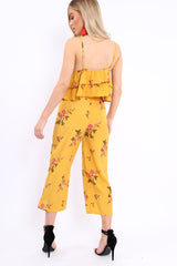 Mustard Floral Bralet and Cropped Pants Co-ord - Faria-Co-ords
