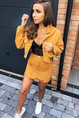 Mustard Frayed Hem Crop Denim Jacket - Ryia-Jackets