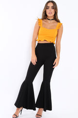 Mustard Frill Crop Top - Reta-Crop Tops