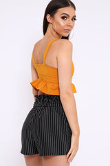 Mustard Frill Hem Crop Top - Keya-Crop Tops