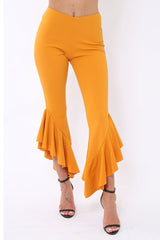 Mustard Frill Hem Trousers - Ashlie-Trousers