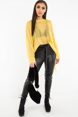 Mustard Glitter Net Knit Jumper - Loriann-Jumper