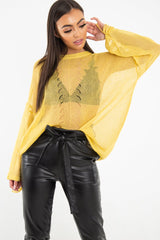 Mustard Glitter Net Knit Jumper - Loriann-Jumper