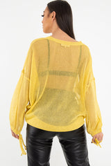 Mustard Glitter Net Knit Jumper - Loriann-Jumper