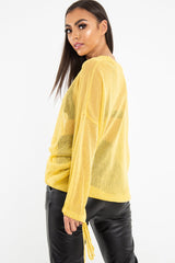 Mustard Glitter Net Knit Jumper - Loriann-Jumper