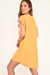 Mustard Gold Vogue Slogan Oversized T-shirt - Breah-Tops