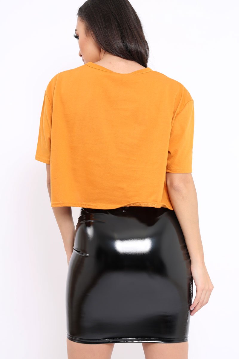 Mustard Guilty Cropped Slogan T-shirt - Jaedyn-Tops