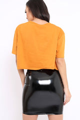 Mustard Guilty Cropped Slogan T-shirt - Jaedyn-Tops