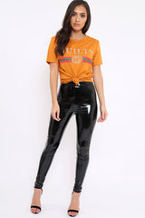 Mustard Guilty Slogan T-shirt - Ava-Tops