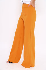 Mustard High Waisted Flare Trousers - Kym-Trousers