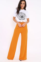 Mustard High Waisted Flare Trousers - Kym-Trousers