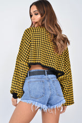 Mustard Hounds Tooth Cropped Batwing Jumper - Lizy-Crop Jumper