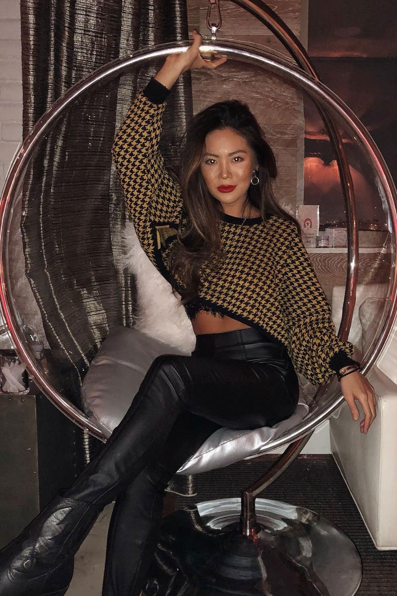 Mustard Hounds Tooth Cropped Batwing Jumper - Lizy-Crop Jumper