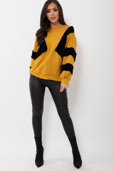 Mustard Jumper with Fur on Front and Sleeves - Mercedes-Jumper