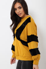 Mustard Jumper with Fur on Front and Sleeves - Mercedes-Jumper