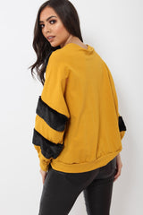 Mustard Jumper with Fur on Front and Sleeves - Mercedes-Jumper